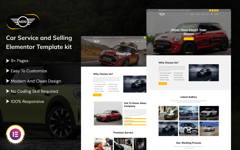 Mini - Bilservice och försäljning av Elementor-mallsats