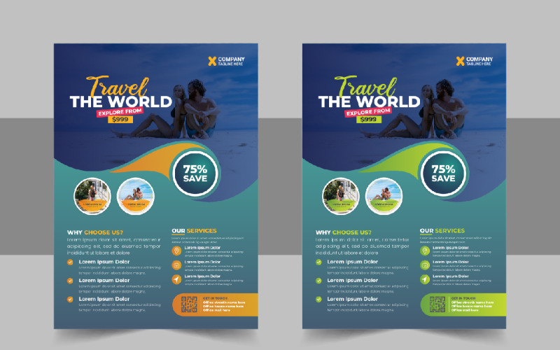 旅行社旅游传单设计或宣传册封面页模板