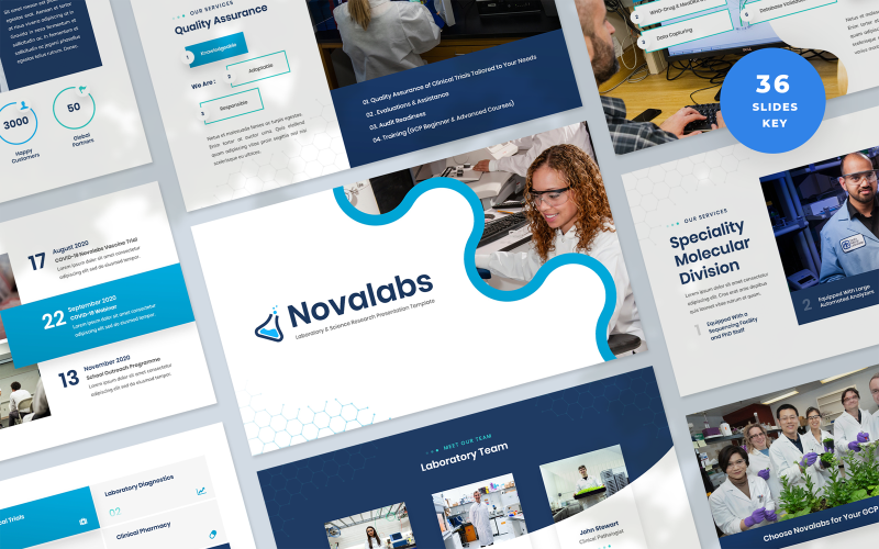 Novalabs - Modelo de Keynote de Apresentação de Investigação Laboratorial e Científica