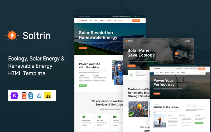 Soltrin – HTML-шаблон сонячної та відновлюваної енергії
