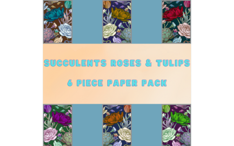 Succulente Rose e tulipani Paper Pack Digital WallPaper Sfondi digitali