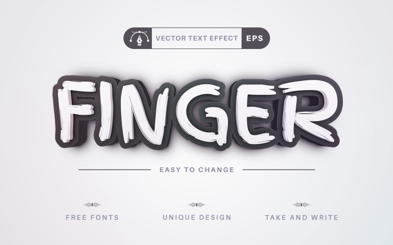 手指画-可编辑的文字效果，字体样式