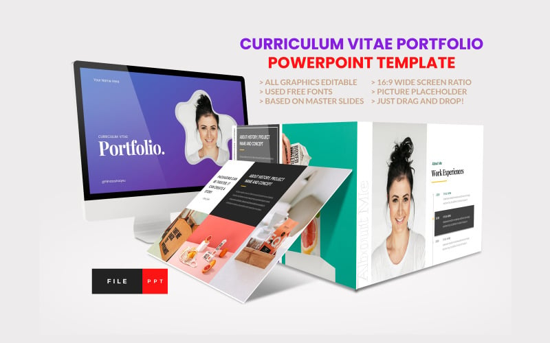 Curriculum Vitae Portfolio szablon PowerPoint