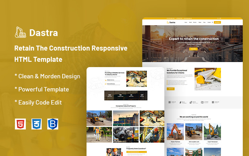 Dastra - Mantieni il modello di sito Web reattivo per la costruzione