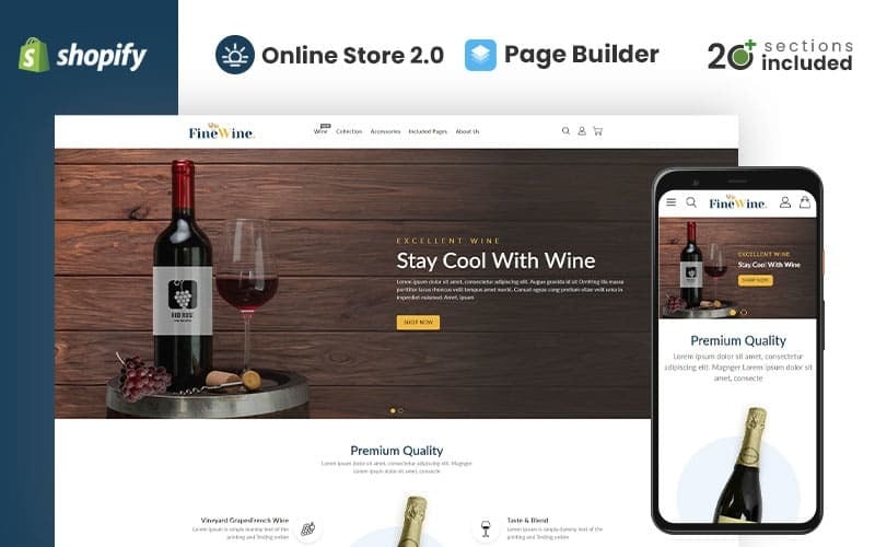 Tema Shopify reattivo per vini pregiati