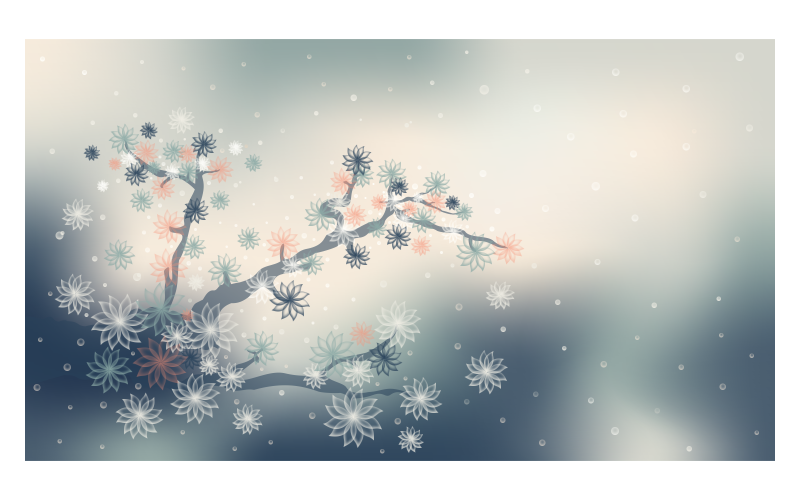 Image de fond abstrait vert 14400x8100px avec des fleurs et des bulles de cristal