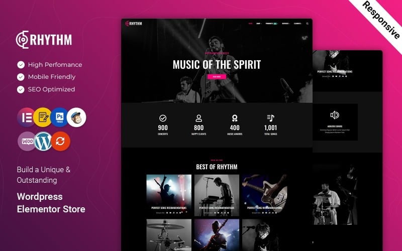 Rhythm - Musik och band WordPress Elementor Theme