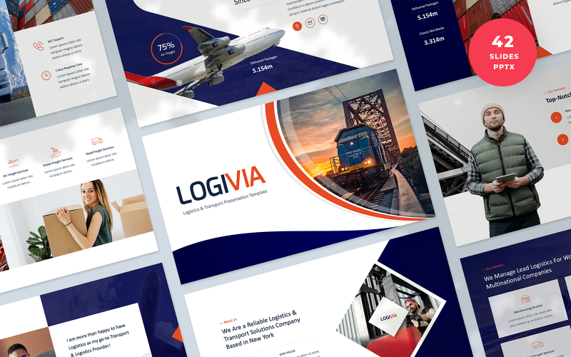 Logivia - Logistics & 交通运输PowerPoint模板
