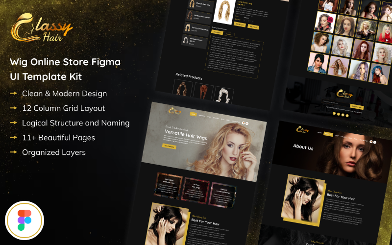 Классные волосы - Интернет-магазин париков Figma UI Template Kit