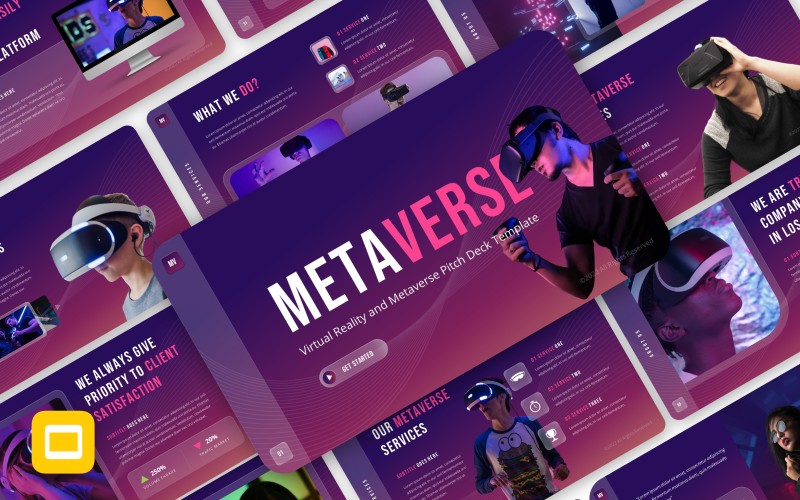 Metaverse – Glassmorphism Virtual Reality és Metaverse Pitch Deck Google Slides sablon