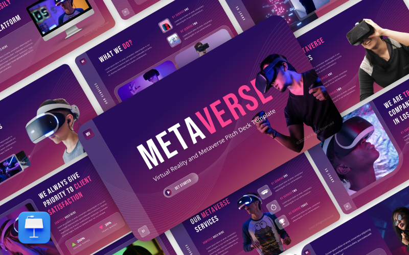 Metaverse: Glassmorphism虚拟现实和Metaverse发布平台Keynote模板
