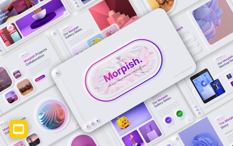 Morpish – Шаблон Google Slides для креативного бизнеса Neumorphism