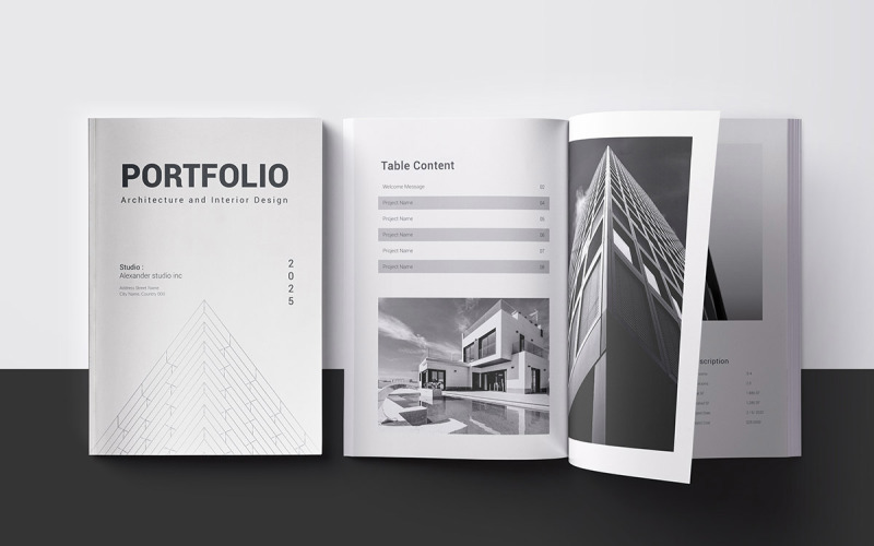 Architekturportfolio und 12-seitiges Portfolio-Broschürendesign