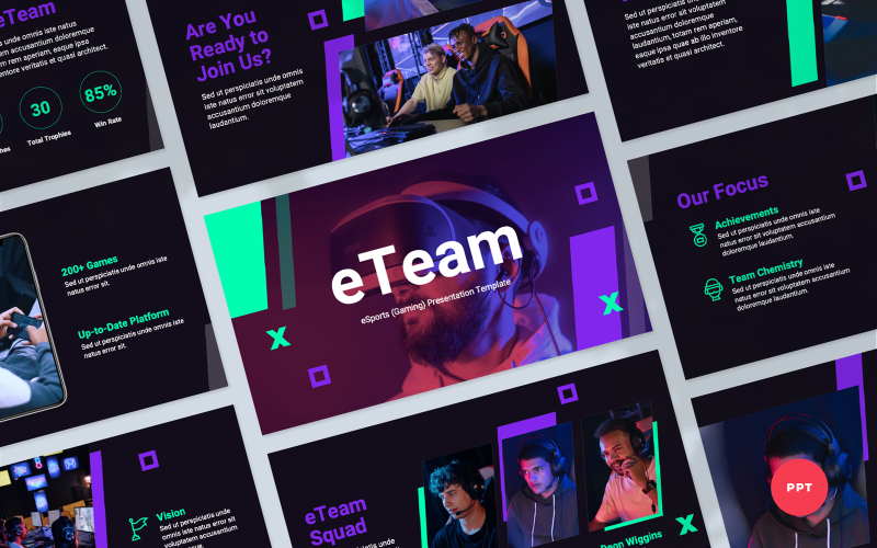 eTeam - eSpor (Oyun) Sunumu PowerPoint Şablonu