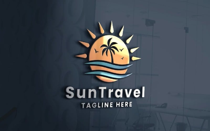 太阳旅游专业标志模板
