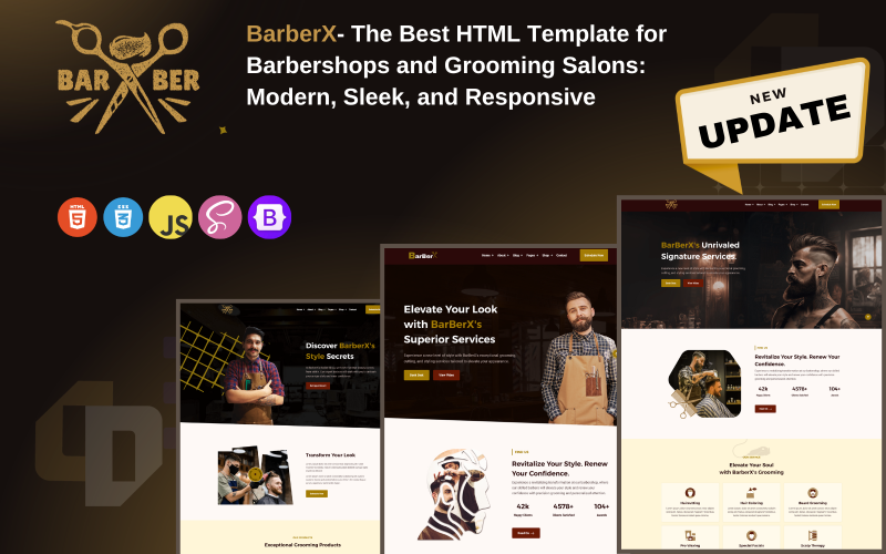 BarberX -最好的HTML模板的理发店和美容沙龙:现代，圆滑，和响应