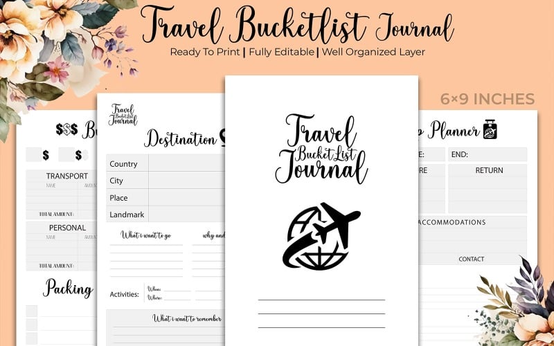 Travel Bucket List Journal Kdp Interiör