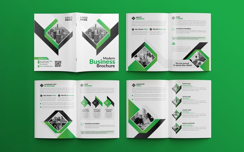 Modern zakelijk voorstel 8 pagina's multifunctionele brochure sjabloon 14