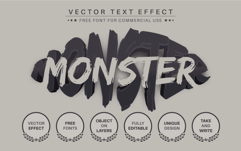 怪物-可编辑的文字效果，字体样式2