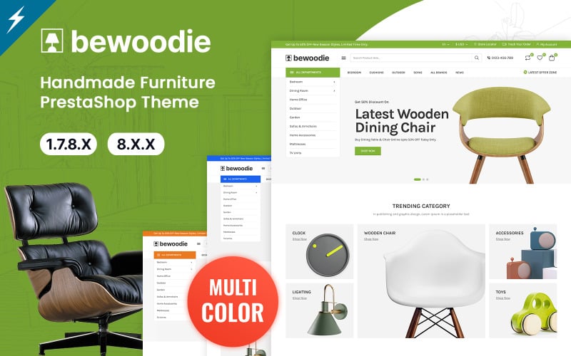 Bewoodie - PrestaShop-thema voor meubels, decoratie en handwerk