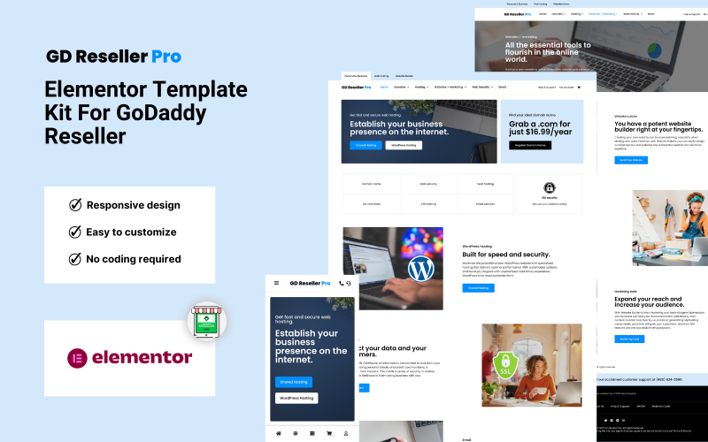 GD Reseller Pro – WordPress Elementor Pro-Vorlagenkit für GoDaddy-Reseller