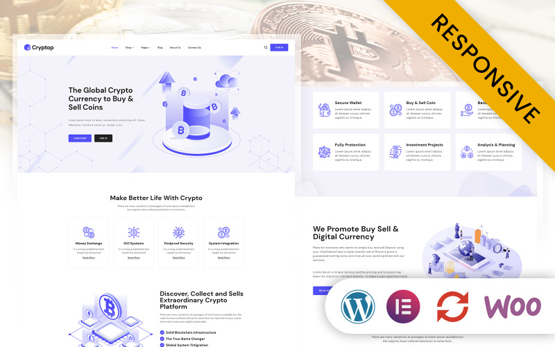 Cryptop - Bitcoin & Crypto Currency Elementor Wordpress Responsive Theme