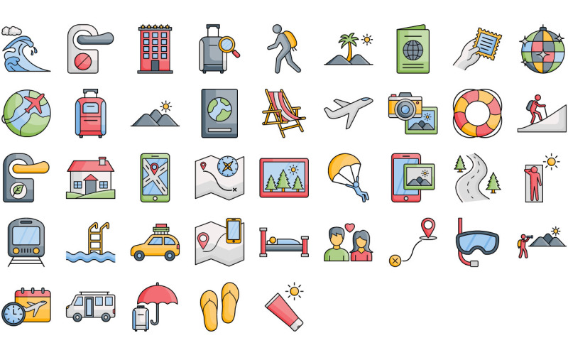 Pacote de ícones de férias e viagens | EPS | SVG