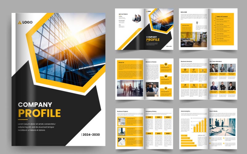 Progettazione del modello di brochure del profilo dell'azienda aziendale
