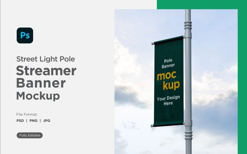 Pole Banner Mockup Side View V 48