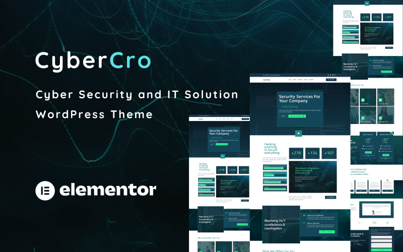 CyberCro - Thème WordPress d'une page pour la cybersécurité et la solution informatique