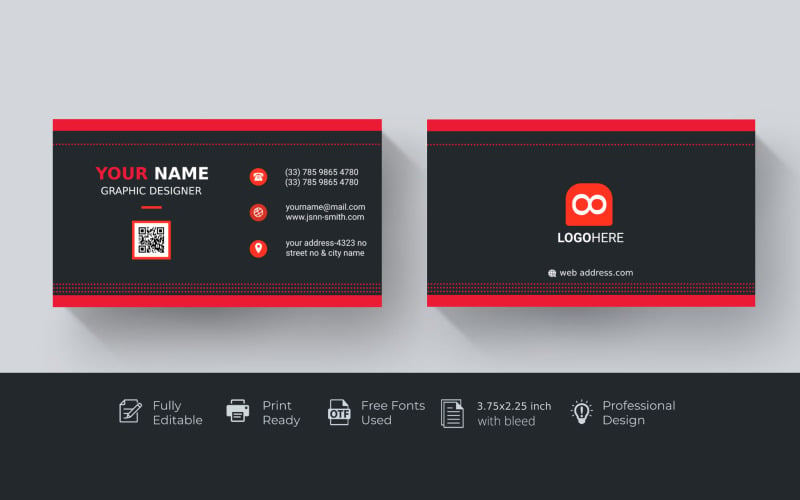 Elevate Your Professional Image with Striking Corporate 业务 Card PSD Template!