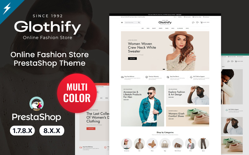 Glothify - Divat és ruházat PrestaShop téma