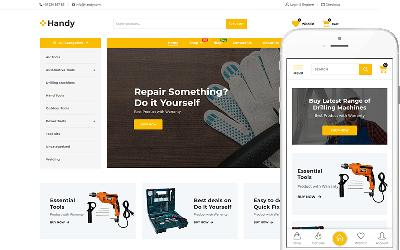 Handy - Tema för Verktyg & Utrustning Store WooCommerce Theme