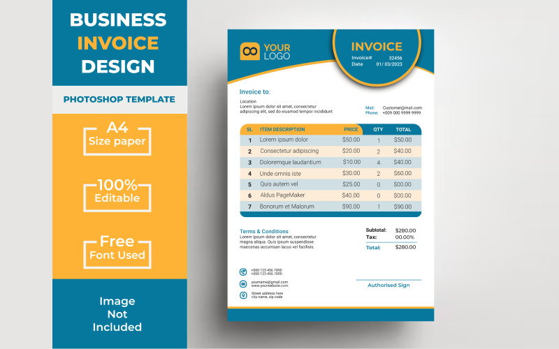 Sleek and Professional Corporate Invoice PSD Template: Streamline Your Billing Process!