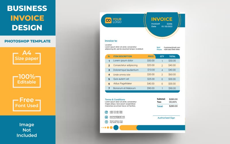 Streamline Your Finances with Professional Corporate Invoice PSD Template!