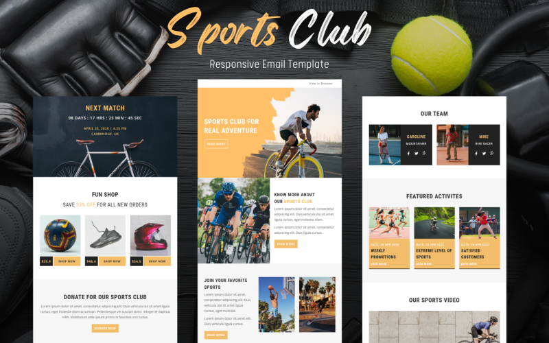 Club deportivo: plantilla de correo electrónico receptiva multipropósito