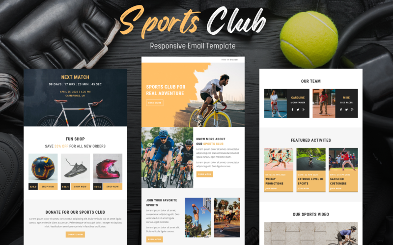 Sportclub - Multifunctionele responsieve e-mailsjabloon