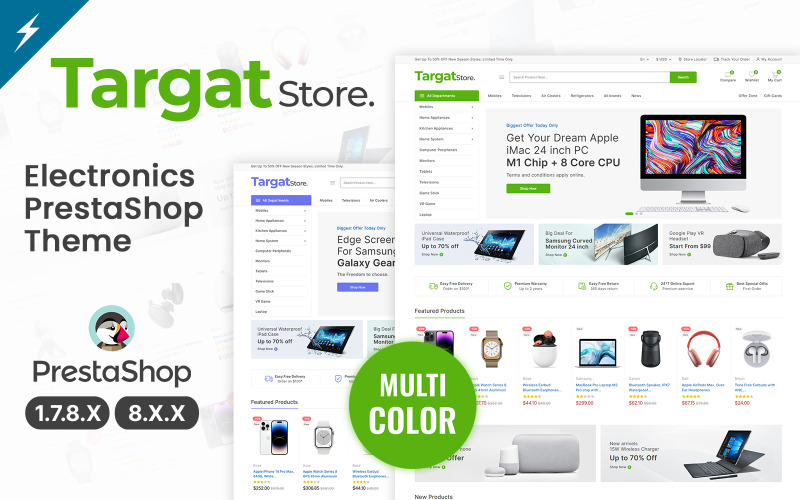 Targat -电子和大型商店prestashop的主题