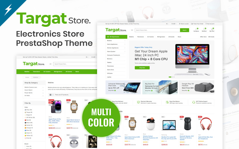 Targat - Elektronica en Mega Shop PrestaShop-thema