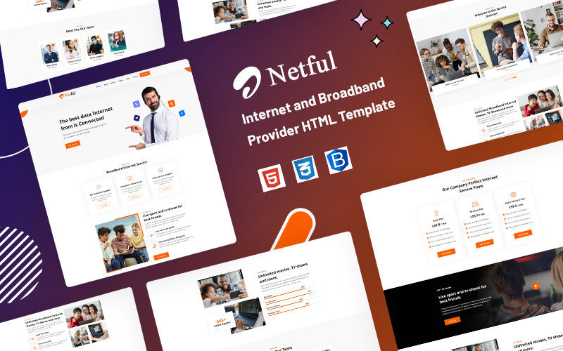Netful — szablon strony internetowej dostawcy usług internetowych i szerokopasmowych
