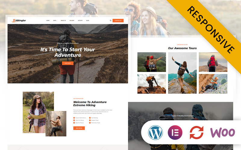 Hikingler - Caminhadas, Camping e Aventura Tema WordPress Elementor