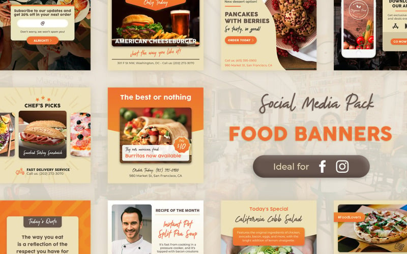Banner Instagram -食物和餐厅