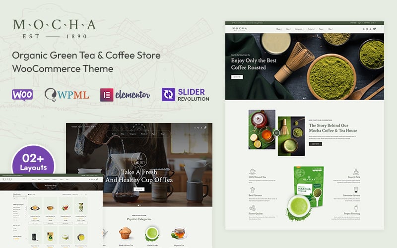 摩卡——有机绿茶 & 咖啡店WooCommerce主题