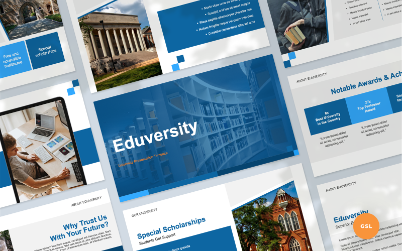 Eduversity - Plantilla de diapositivas de Google para presentación universitaria