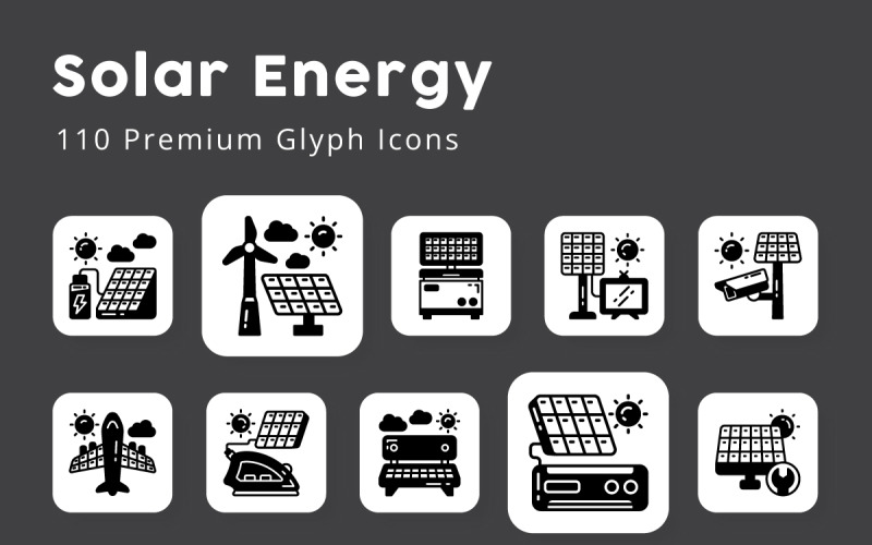 Icônes de glyphe uniques de l'énergie solaire