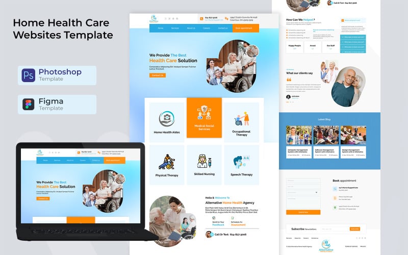 Modello di sito Web per l'assistenza sanitaria domiciliare