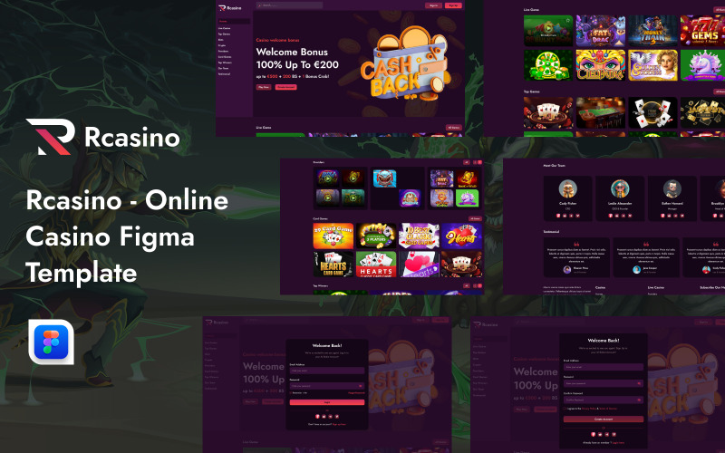 Rcasino - шаблон онлайн-казино Figma