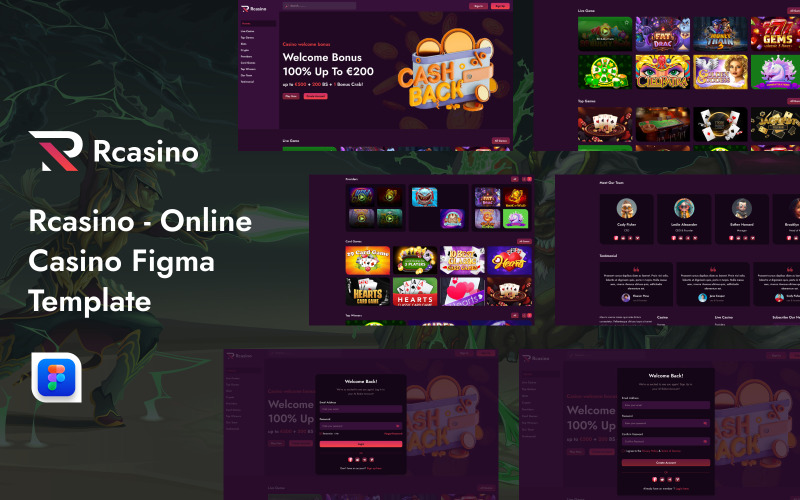 Rcasino - Šablona online kasina Figma