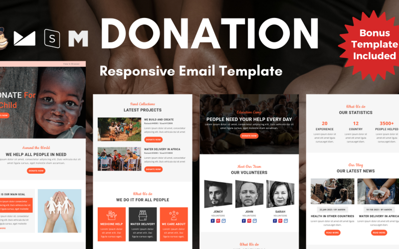 Spende – Responsive E-Mail-Vorlage für Wohltätigkeitsorganisationen