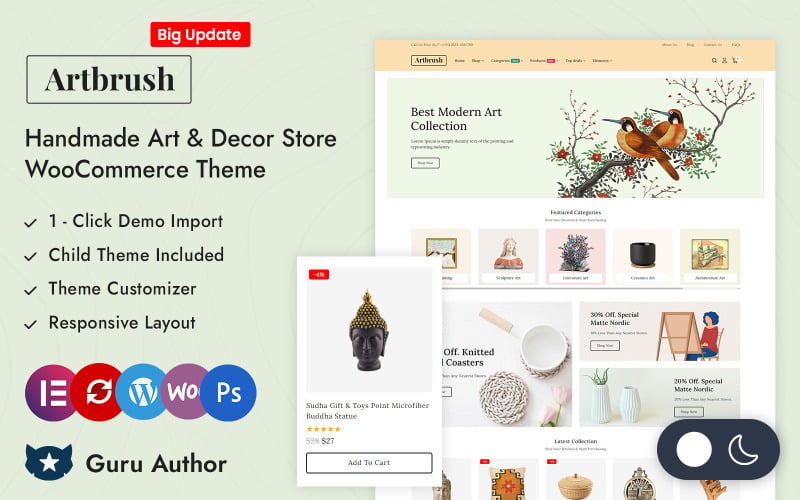 Artbrush – Handmade Art, Painting and Decore Store Elementor WooCommerce responzivní téma